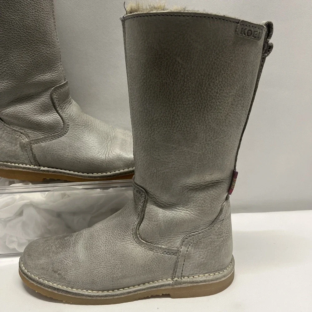Koel Gray Leather Fur Lined Knee High Boots‎ Girls Size 35EU 4.5US